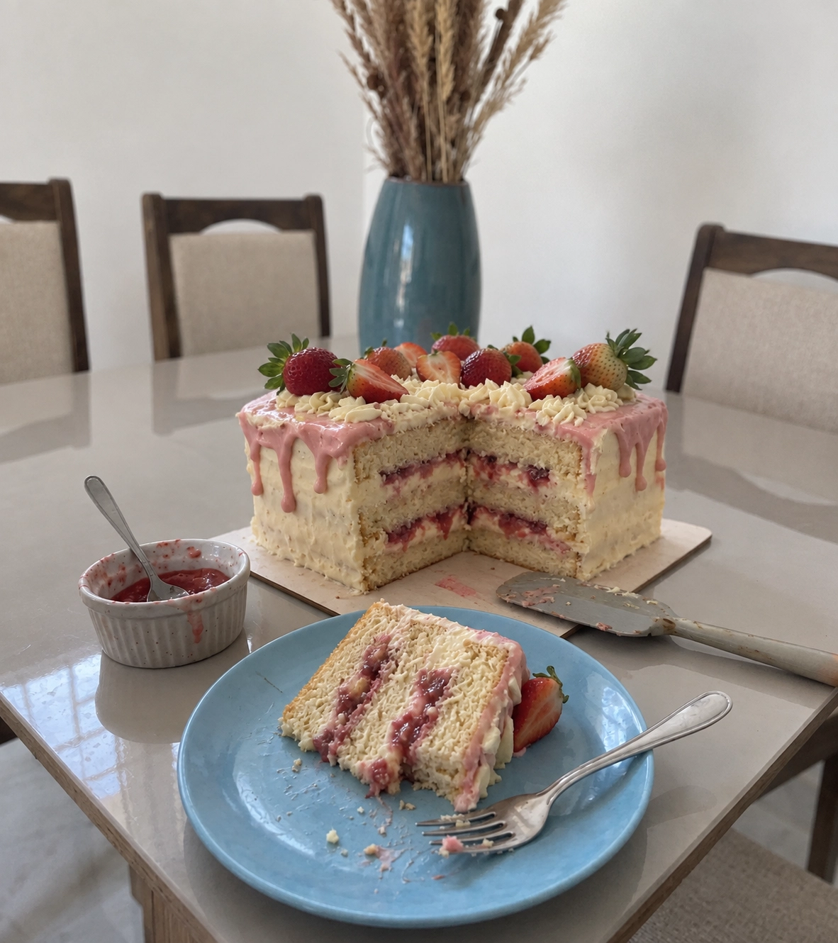 Bolo de Morango Quadrado